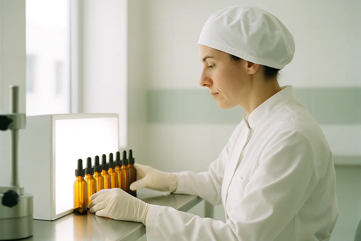Fabrica LaCrea din Italia — controlul flacoanelor Detoxil Water